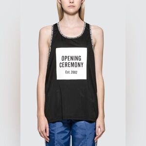 Opening Ceremony Unisex BOX LOGO MESH TANK, black and white size M